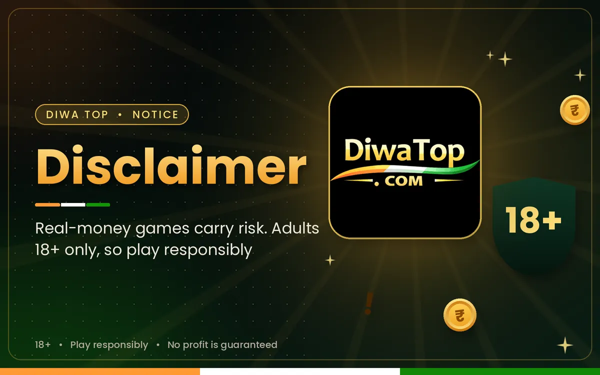 Diwa Top responsible gaming and disclaimer notice