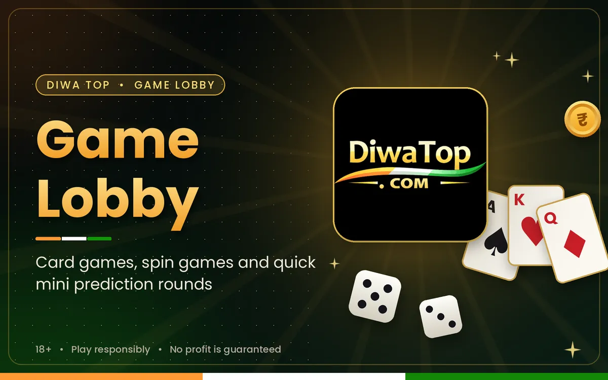 Diwa Top lobby showing card games, spin games and mini games
