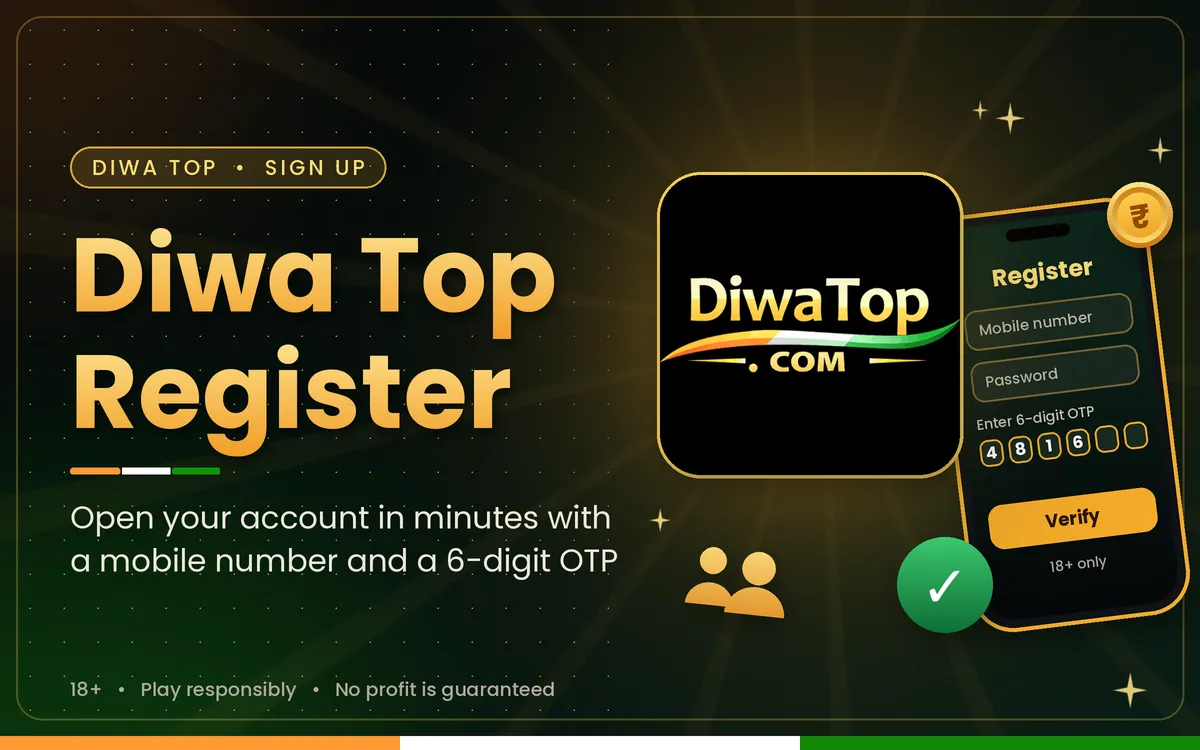 Diwa Top register screen asking for mobile number and OTP